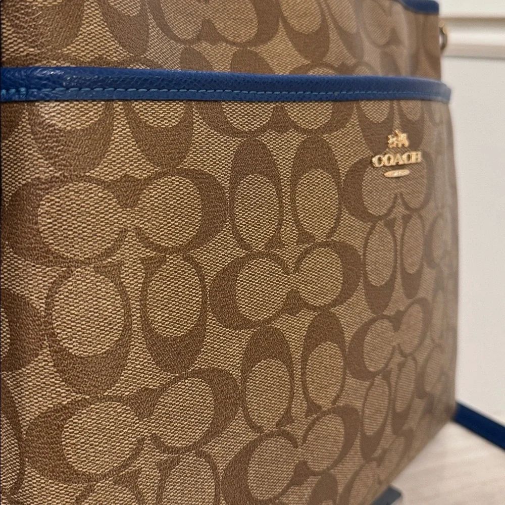 Coach File Bag Signature Blue Brown Crossbody - Picture 15 of 17